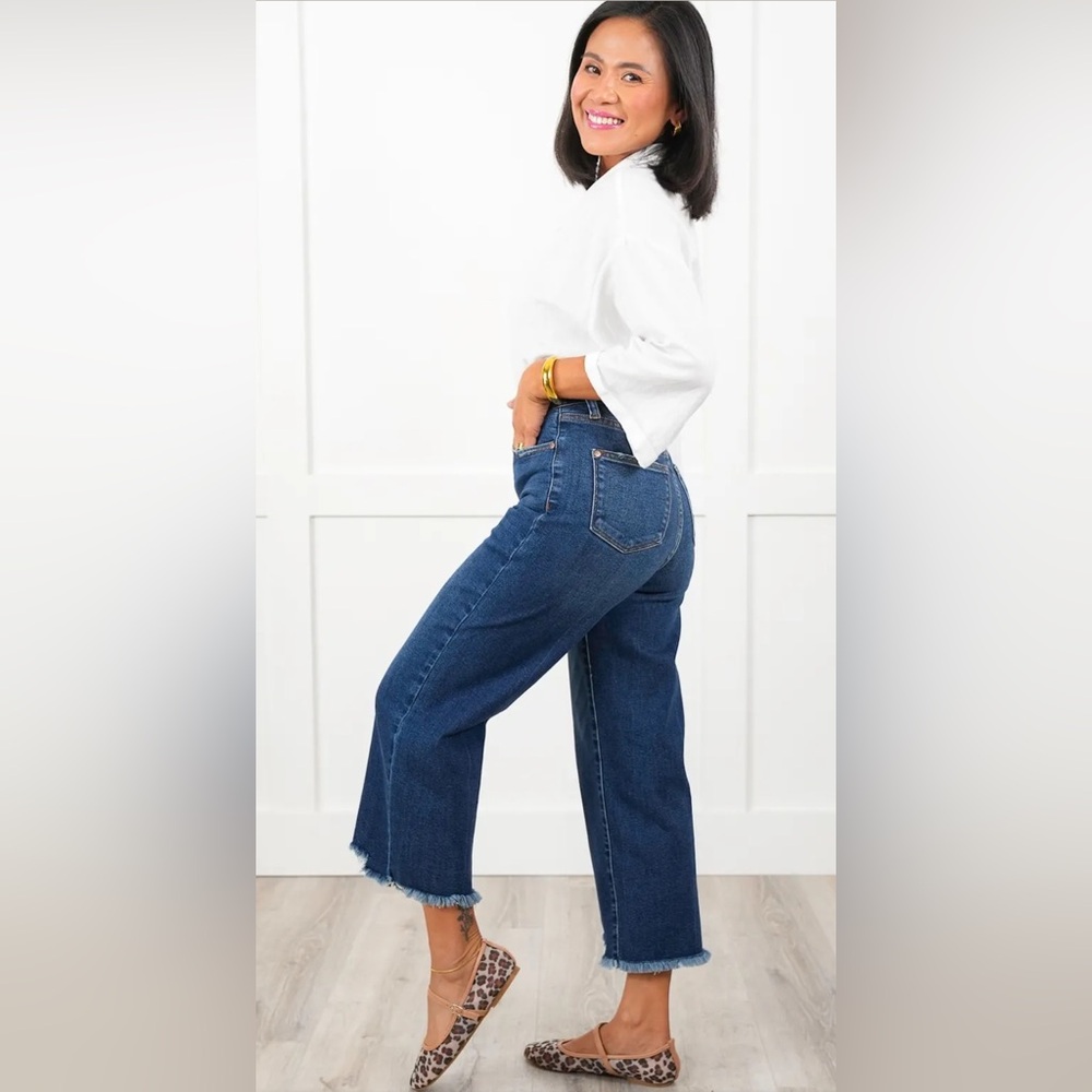 Judy Blue High Rise Wide Leg Jeans - Medium Blue - Picture 4 of 7